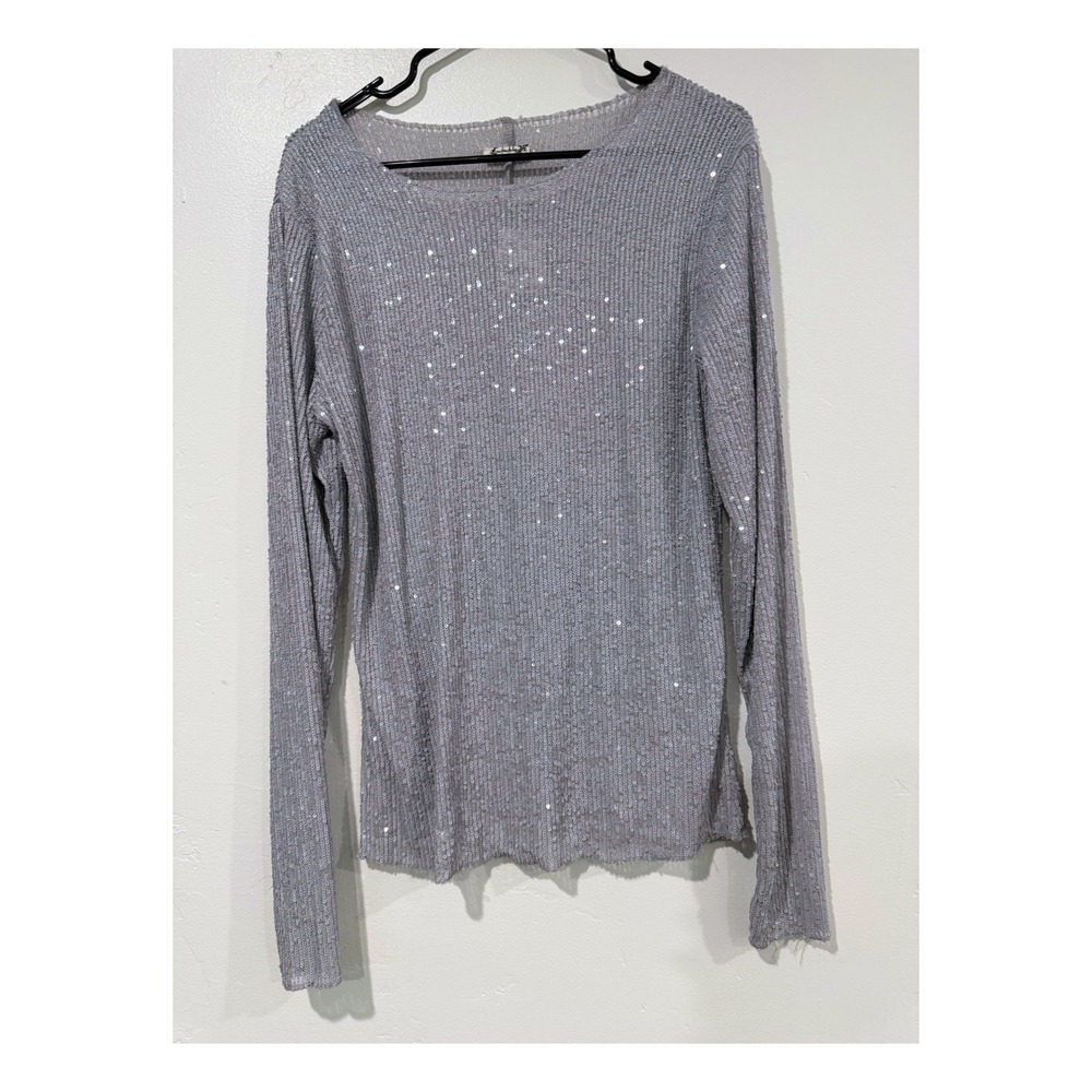 Intimately Free People Lavender Sequin Long Sleeve Top Size L NWT